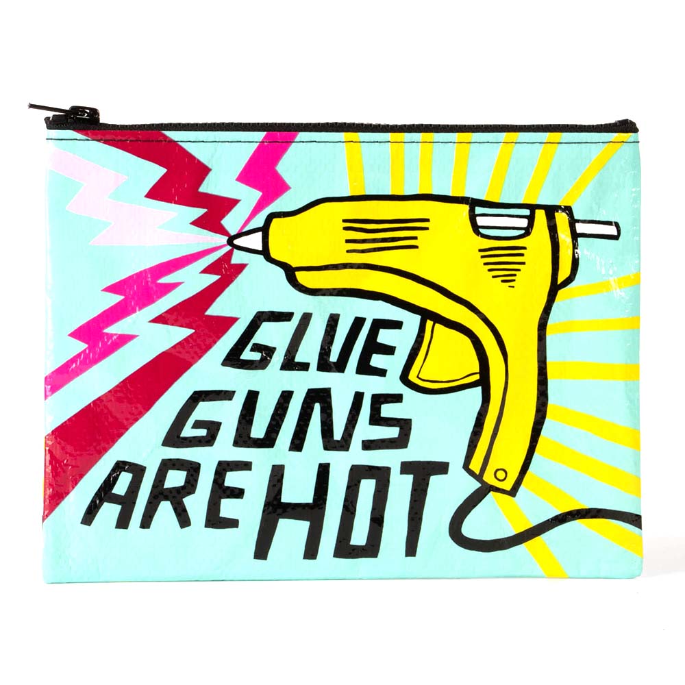 BlueQ, Blue, Pouch, Accessories, Unisex, 7.25"x9.5", Zipper Pouch, Glue Guns Are Hot, 567369